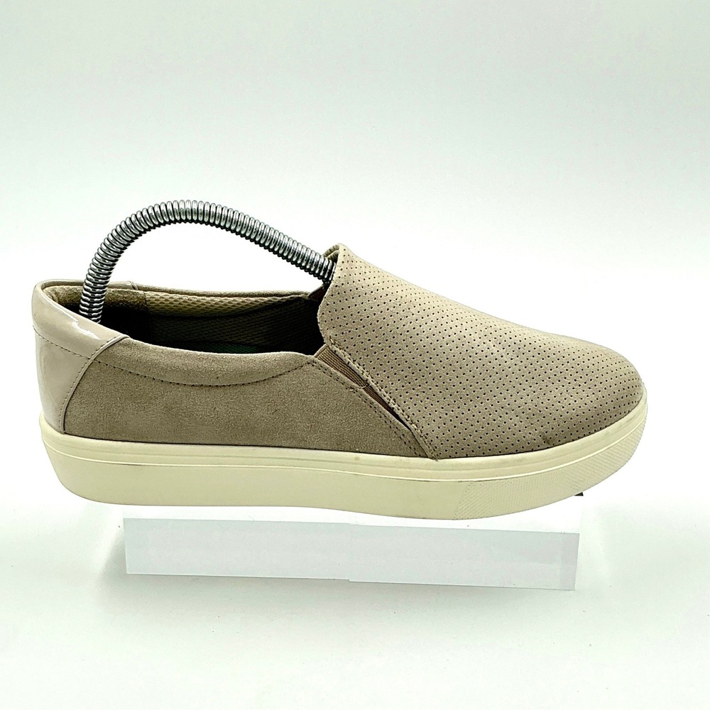 Dr. Scholls Size 7.5 Slip On Sneakers Taupe Perforated Platform Madison Cloud
